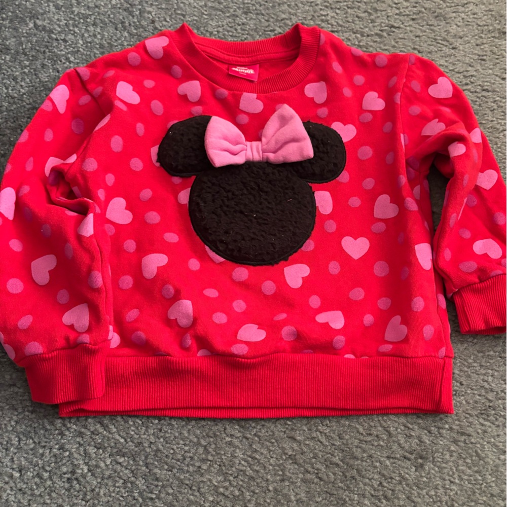 Disney Minnie Mouse Red and Pink Kids Sweatshirt with Bow Design